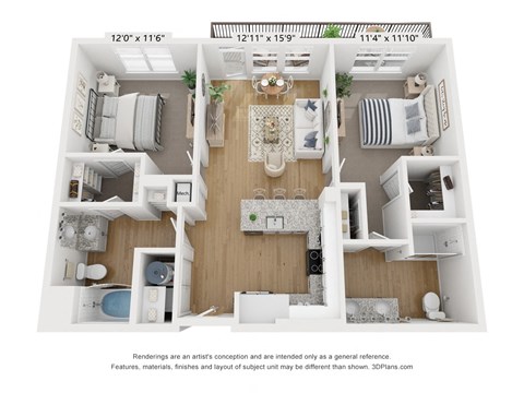 Floor plan image of B2, 2-bedroom apartment